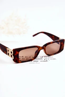 New Boto Modne Okulary Przeciwsłoneczne Prostokątne Marmurkowe V120035 Brązowe