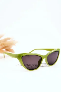 Modne Okulary Przeciwsłoneczne Kocie Oko V090169 Zielone Okulary