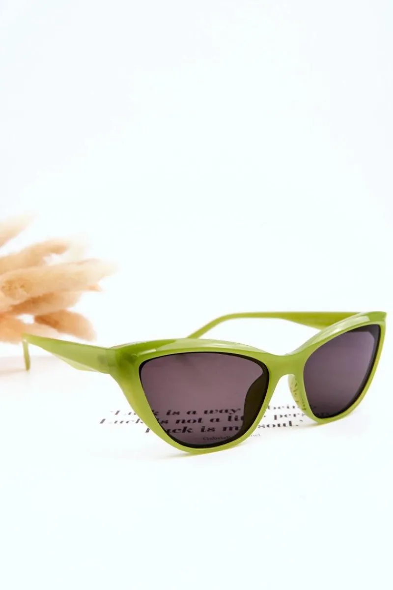 Modne Okulary Przeciwsłoneczne Kocie Oko V090169 Zielone Okulary