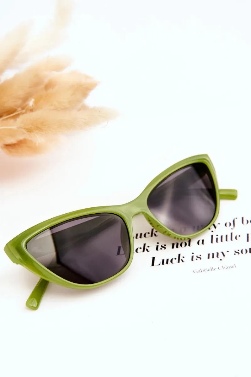 Modne Okulary Przeciwsłoneczne Kocie Oko V090169 Zielone Okulary