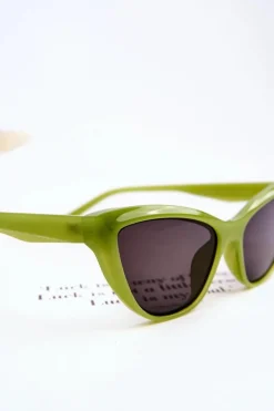 Modne Okulary Przeciwsłoneczne Kocie Oko V090169 Zielone Okulary