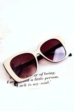 Sale Modne Okulary Przeciwsłoneczne M2321 Czarno-Beżowe Okulary