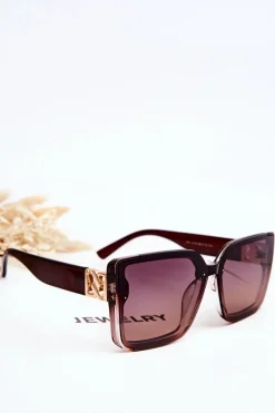 Outlet Modne Okulary Przeciwsłoneczne V219 Ciemnobrązowe Okulary