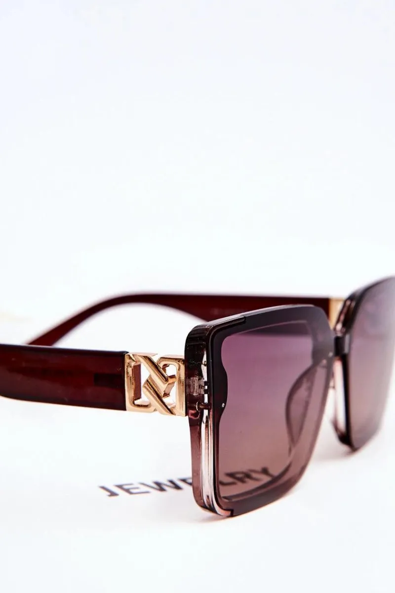 Outlet Modne Okulary Przeciwsłoneczne V219 Ciemnobrązowe Okulary