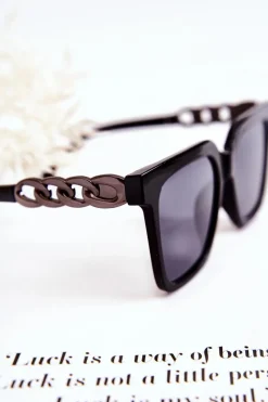 Hot Modne Okulary Przeciwsłoneczne V120043 Czarno-Srebrne Okulary