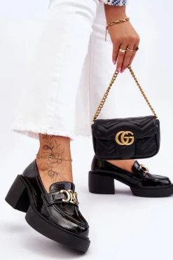 Mokasyny Damskie Lakierowane|Czółenka Na Słupku><noscript><img width=