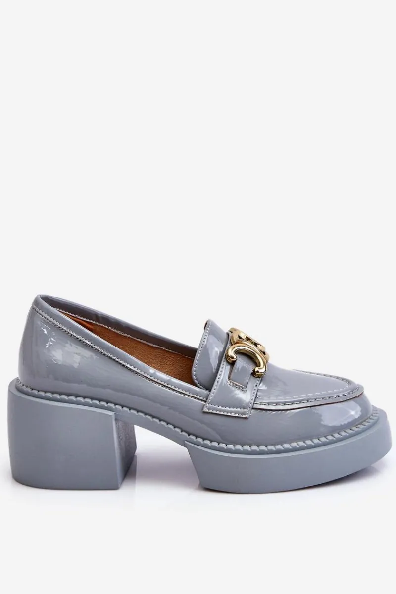 Damskie buty S.Barski Modne Półbuty Czółenka Na Masywnym Obcasie Jasnoniebieskie Imani