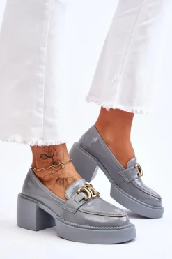 Damskie buty S.Barski Modne Półbuty Czółenka Na Masywnym Obcasie Jasnoniebieskie Imani