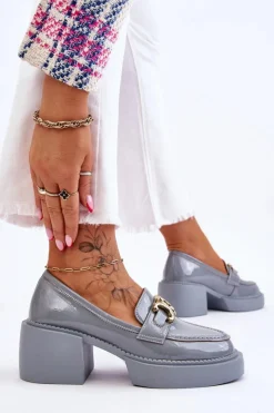 Damskie buty S.Barski Modne Półbuty Czółenka Na Masywnym Obcasie Jasnoniebieskie Imani