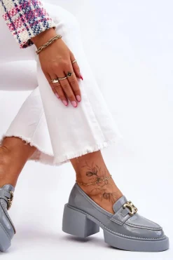 Damskie buty S.Barski Modne Półbuty Czółenka Na Masywnym Obcasie Jasnoniebieskie Imani