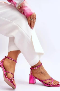 Best Modne Sandałki Na Obcasie Fuksja Felisa Damskie Sandały Na Obcasie
