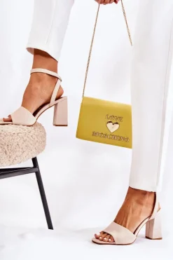 Best Modne Sandałki Na Słupku Beżowe Salis Damskie Sandały Na Obcasie