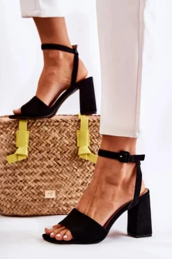 Clearance Boto Modne Sandałki Na Słupku Czarne Salis