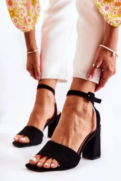 Clearance Boto Modne Sandałki Na Słupku Czarne Salis