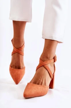 Clearance Boto Modne Sandałki Na Słupku Pomarańczowe Sinari