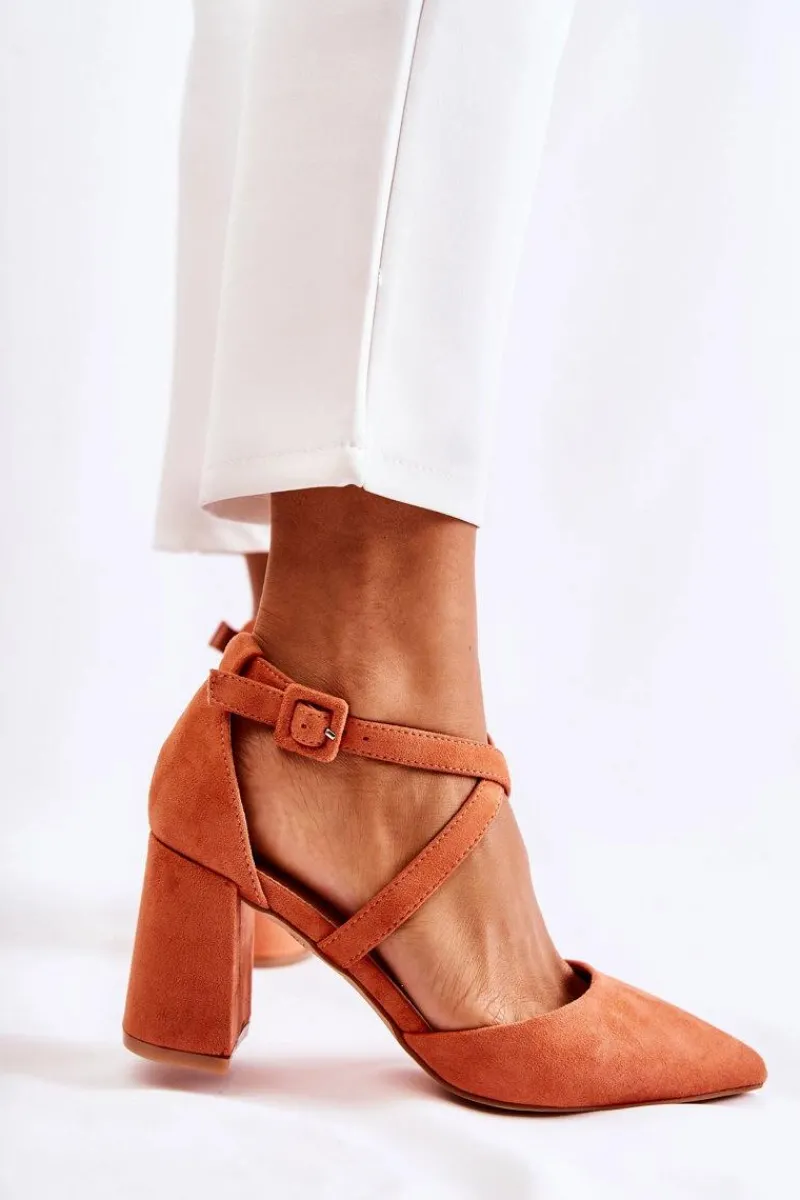 Clearance Boto Modne Sandałki Na Słupku Pomarańczowe Sinari