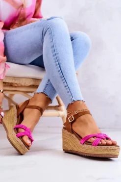 Modne Sandały Na Koturnie Fuksja Roseville Damskie Sandały Na Koturnie