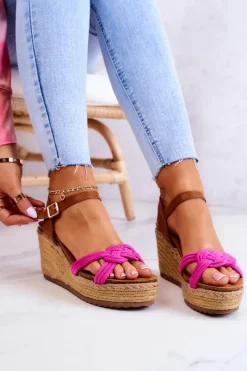 Modne Sandały Na Koturnie Fuksja Roseville Damskie Sandały Na Koturnie