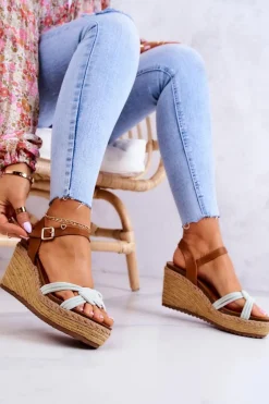 Discount Boto Modne Sandały Na Koturnie Jasnozielone Roseville