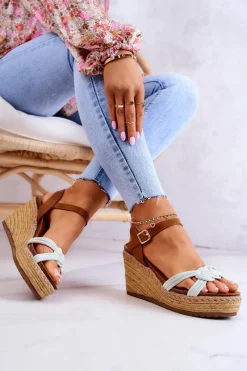 Discount Boto Modne Sandały Na Koturnie Jasnozielone Roseville