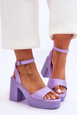 Sandały Na Obcasie>Boto Modne Sandały Na Masywnym Obcasie Fioletowe Karmine