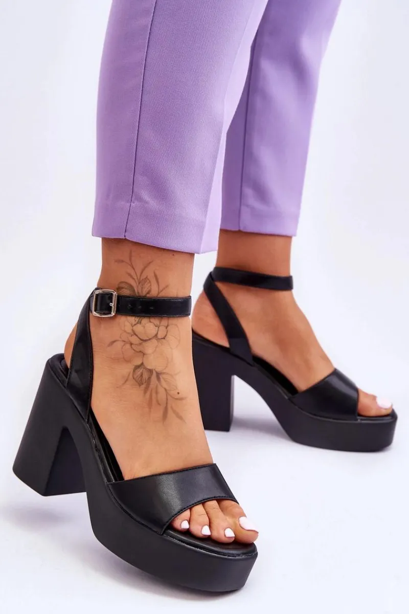 Sandały Na Obcasie>Boto Modne Sandały Na Masywnym Obcasie Czarne Karmine