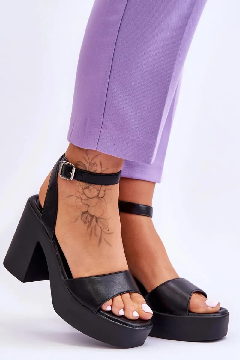 Sandały Na Obcasie>Boto Modne Sandały Na Masywnym Obcasie Czarne Karmine