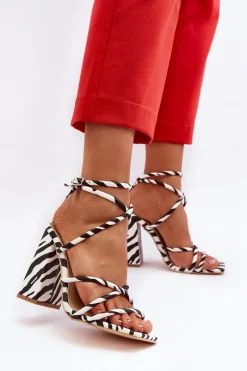 Sandały Na Obcasie>Boto Modne Sandały Na Obcasie Biało-Czarne Josette Biały