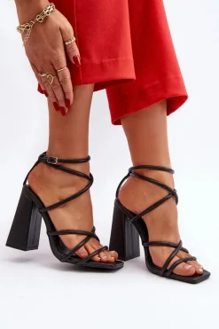 Clearance Boto Modne Sandały Na Obcasie Czarne Josette Czarny