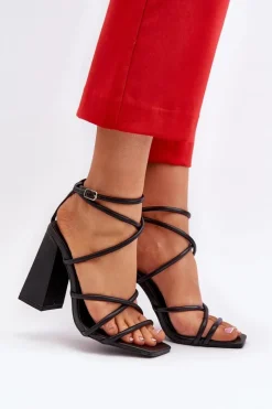 Clearance Boto Modne Sandały Na Obcasie Czarne Josette Czarny