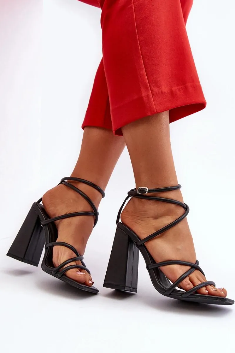Clearance Boto Modne Sandały Na Obcasie Czarne Josette Czarny