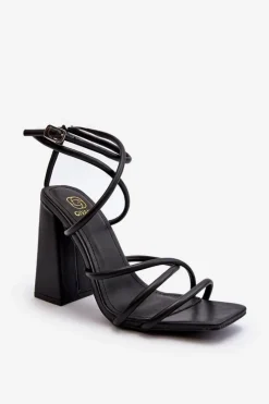 Clearance Boto Modne Sandały Na Obcasie Czarne Josette Czarny