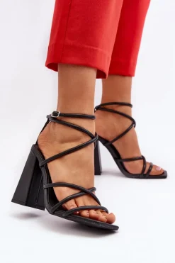 Clearance Boto Modne Sandały Na Obcasie Czarne Josette Czarny