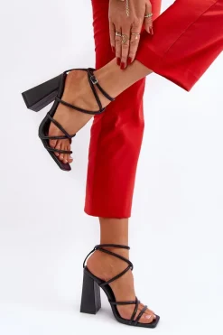 Clearance Boto Modne Sandały Na Obcasie Czarne Josette Czarny