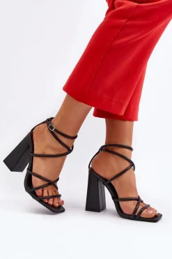 Clearance Boto Modne Sandały Na Obcasie Czarne Josette Czarny