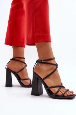 Clearance Boto Modne Sandały Na Obcasie Czarne Josette Czarny