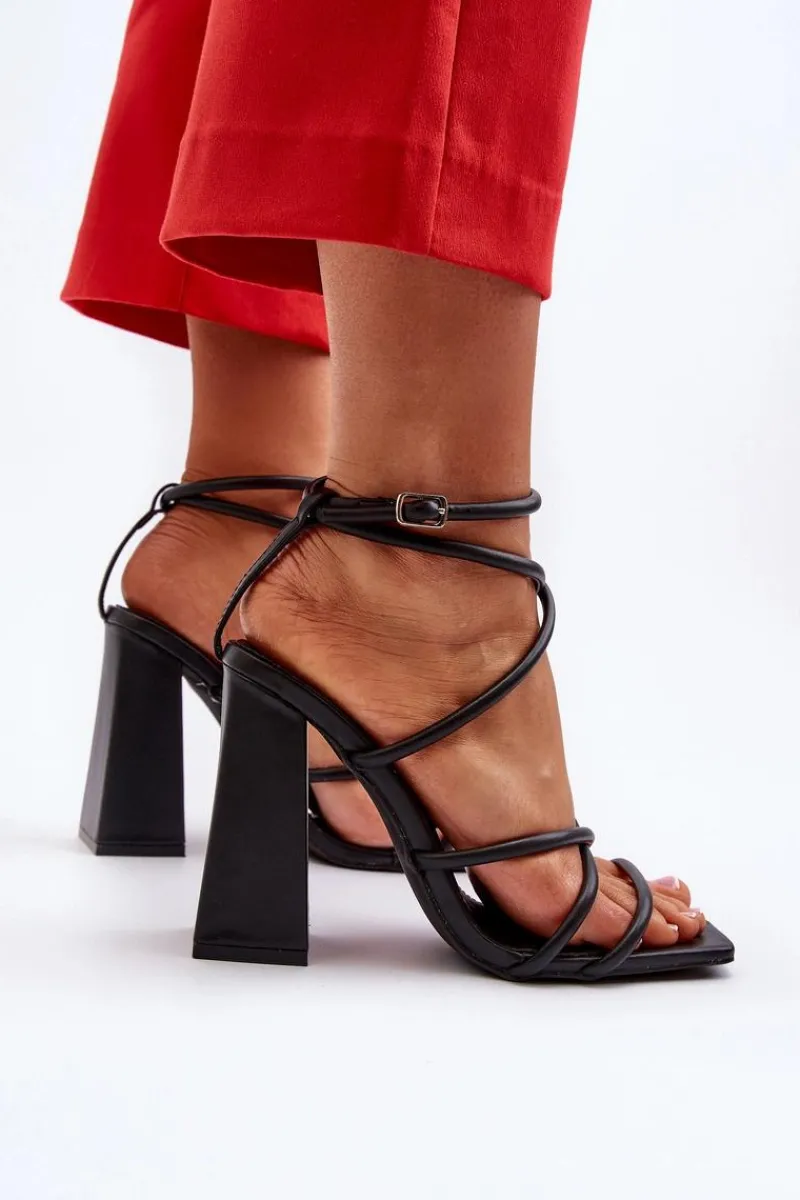 Clearance Boto Modne Sandały Na Obcasie Czarne Josette Czarny