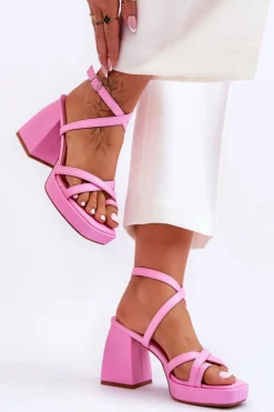 Sandały Na Obcasie>Boto Modne Sandały Na Obcasie I Platformie Jasnoróżowe Secret Rose