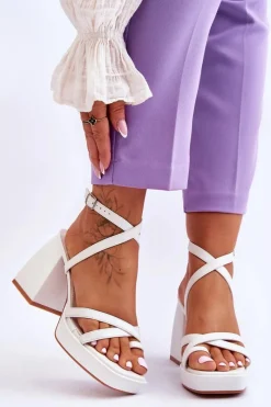 Sandały Na Obcasie>Boto Modne Sandały Na Obcasie I Platformie Białe Secret Rose