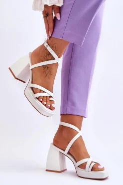 Sandały Na Obcasie>Boto Modne Sandały Na Obcasie I Platformie Białe Secret Rose