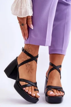 Sandały Na Obcasie>Boto Modne Sandały Na Obcasie I Platformie Czarne Secret Rose