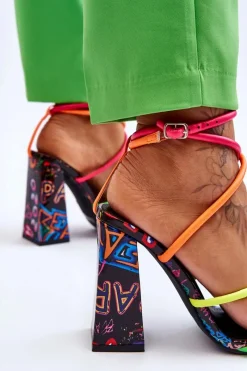 Boto Modne Sandały Na Obcasie Multikolor Josette Wielokolorowy