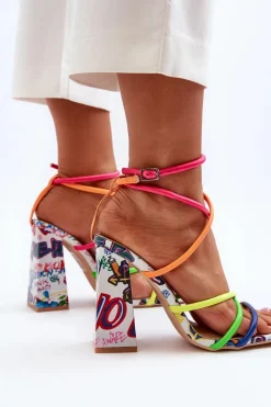Best Modne Sandały Na Obcasie Multikolor Josette Damskie Sandały Na Obcasie