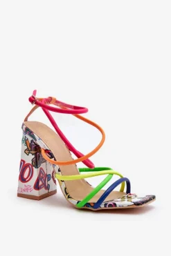 Best Modne Sandały Na Obcasie Multikolor Josette Damskie Sandały Na Obcasie