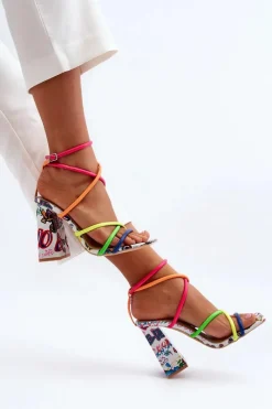 Best Modne Sandały Na Obcasie Multikolor Josette Damskie Sandały Na Obcasie