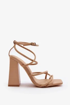 Best Modne Sandały Na Obcasie Nude Josette Damskie Sandały Na Obcasie