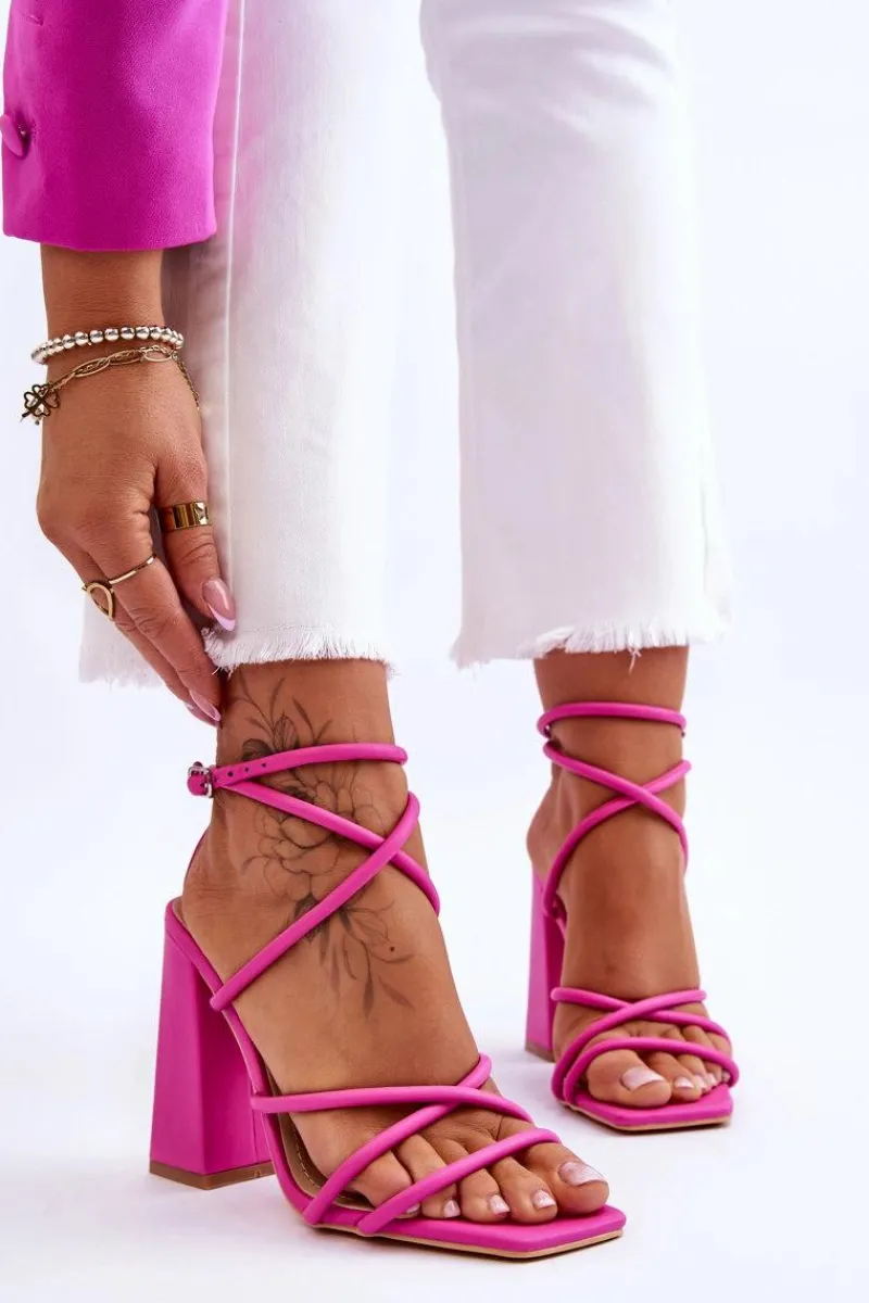 Best Boto Modne Sandały Na Obcasie Różowe Josette