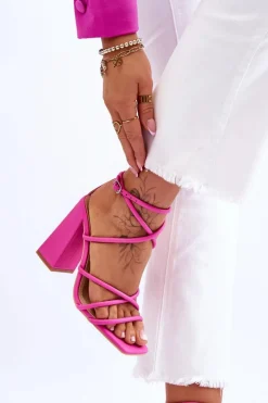 Best Boto Modne Sandały Na Obcasie Różowe Josette