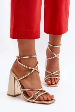 Sandały Na Obcasie>Boto Modne Sandały Na Obcasie Złote Josette