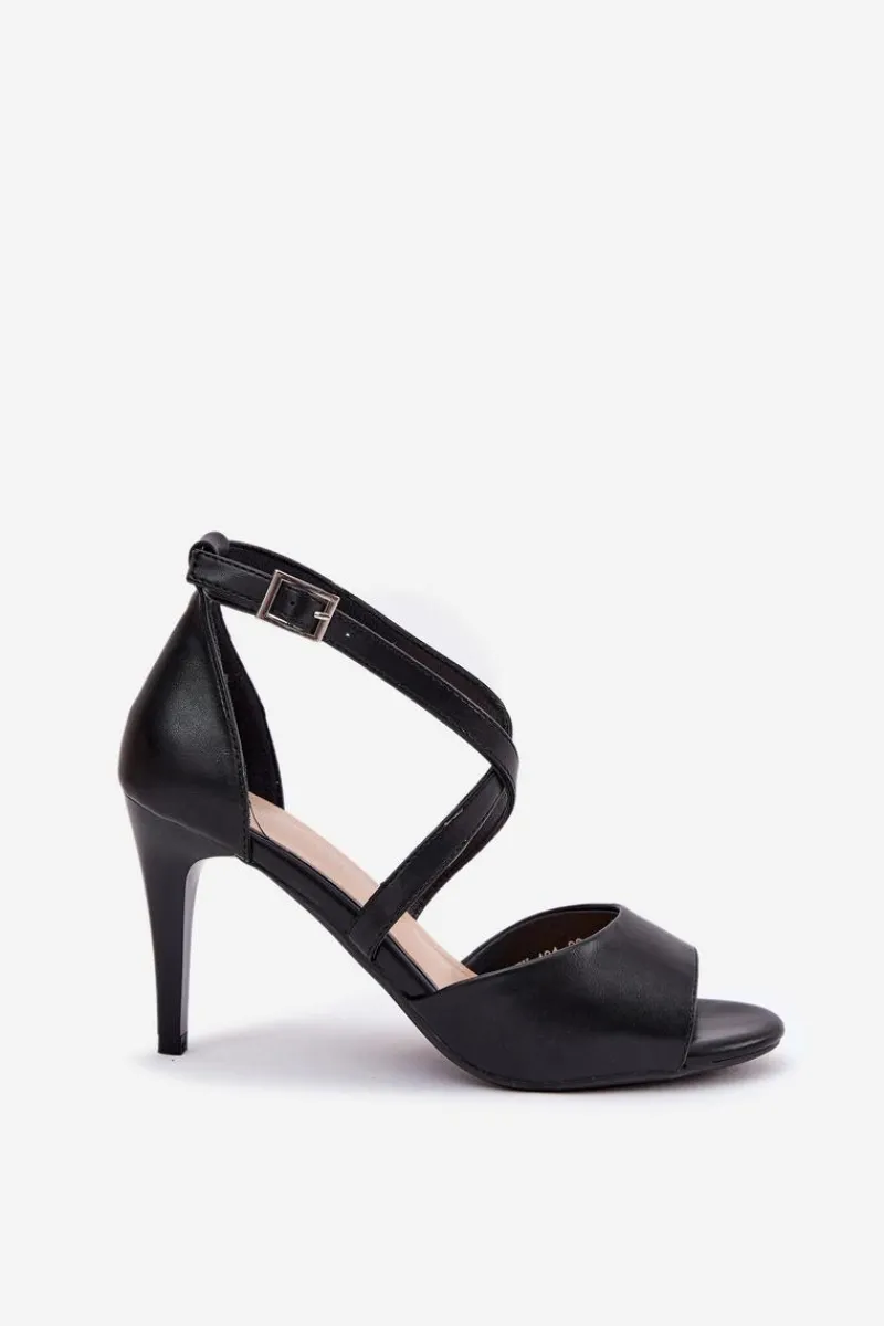 Sale Buty Sergio Leone Modne Sandały Na Szpilce Czarne Loressa Czarny